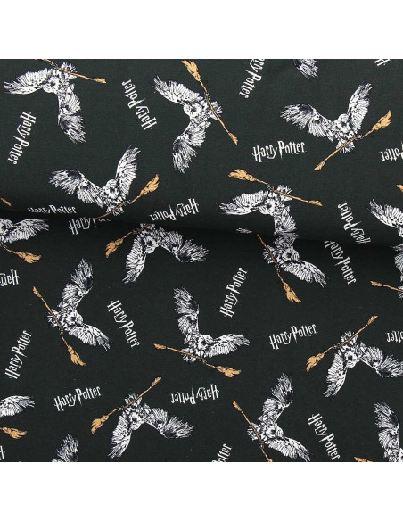 Tissu jersey Harry Potter - Chouette et balai