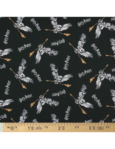Tissu jersey Harry Potter - Chouette et balai