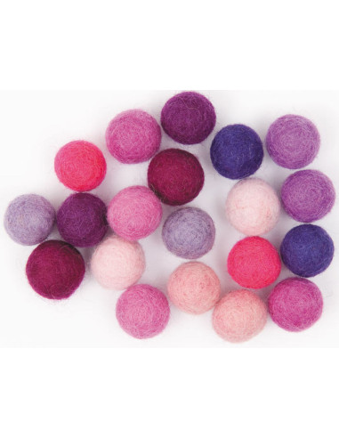 Boules en feutre - Mixte rose et violet