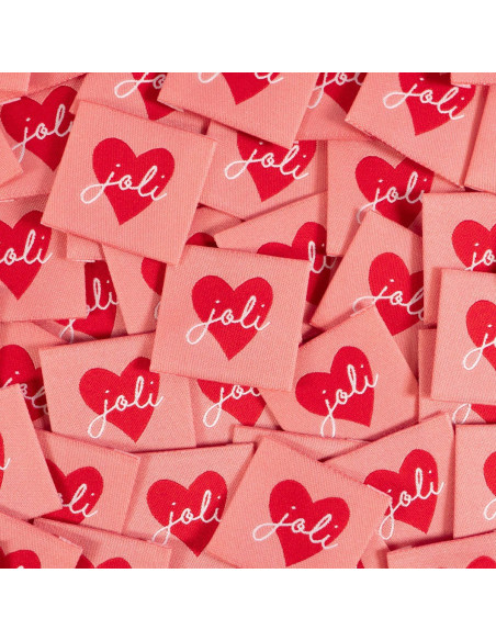 Lot de 5 étiquettes tissées - Joli Coeur