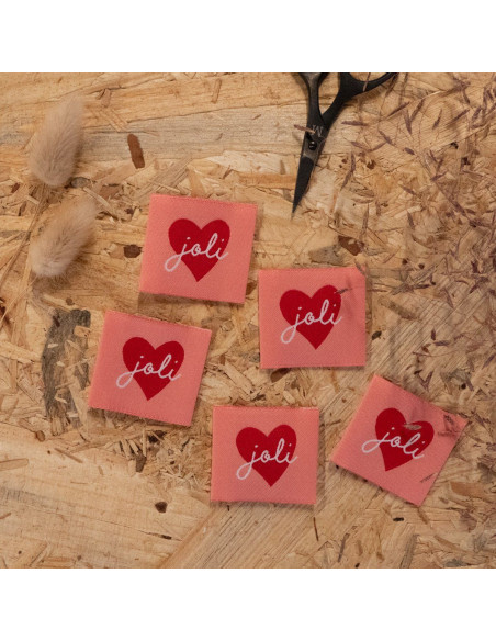 Lot de 5 étiquettes tissées - Joli Coeur