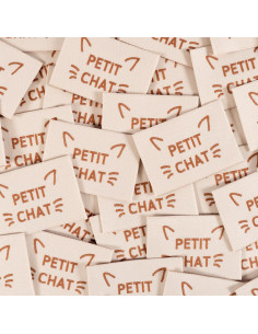 Lot de 5 étiquettes tissées - Petit chat