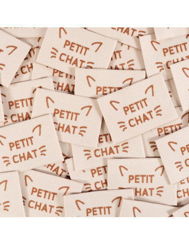 Lot de 5 étiquettes tissées - Petit chat