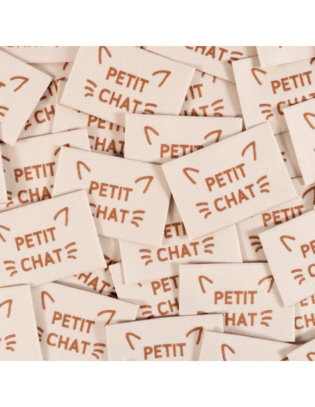Lot de 5 étiquettes tissées - Petit chat