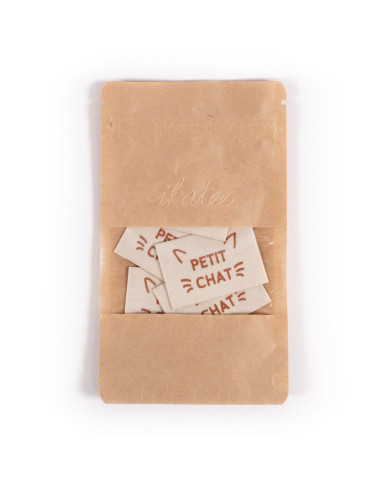 Lot de 5 étiquettes tissées - Petit chat