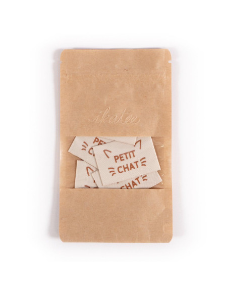 Lot de 5 étiquettes tissées - Petit chat