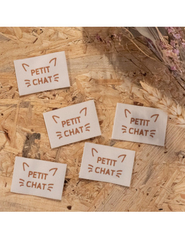 Lot de 5 étiquettes tissées - Petit chat
