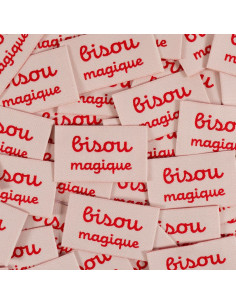 Lot de 5 étiquettes tissées - Bisou Magique
