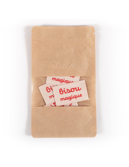 Lot de 5 étiquettes tissées - Bisou Magique