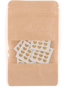 Lot de 5 étiquettes tissées - Coeurs dorés 2