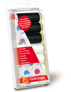 Set de 7 fils à coudre noir et blanc Gütermann