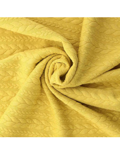 Tissu sweat torsade - Jaune paille