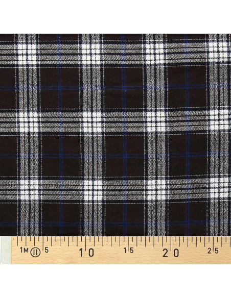 Tissus flanelle tartan écossais - Marron, bleu et blanc