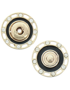 Bouton pression strass - Or et noir