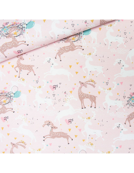 Tissu coton premium - Cerf fond rose