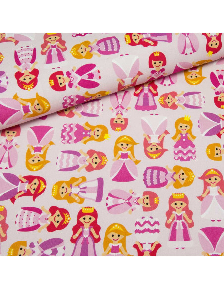 Tissu coton premium - Princesses roses