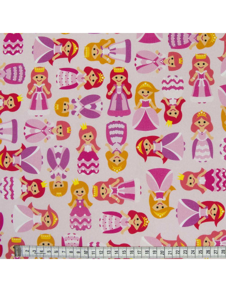 Tissu coton premium - Princesses roses