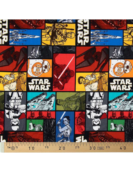 Tissu jersey Star wars - Personnages colorés
