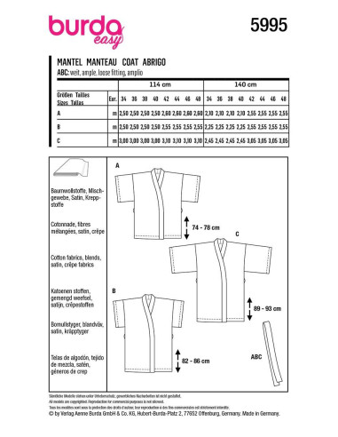 Patron de manteau - Burda 5995