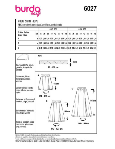 Patron de jupe - Burda 6027