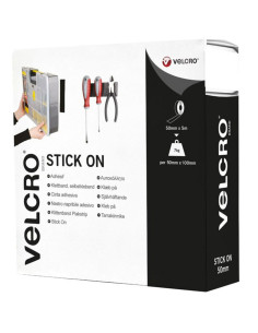 VELCRO® Brand Ruban auto agrippant adhésif fixation extrême 50mm x 5M blanc