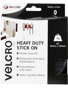 VELCRO® Brand Ruban auto agrippant adhésif fixation extrême 50mm x 2,5M noir