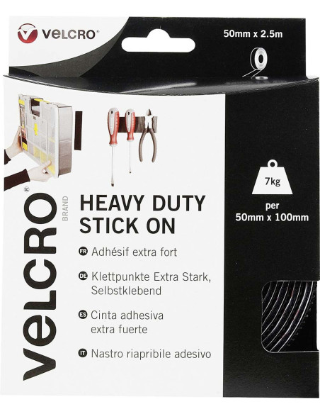 VELCRO® Brand Ruban auto agrippant adhésif fixation extrême 50mm x 2,5M noir