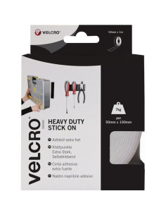 VELCRO® Brand Ruban auto agrippant adhésif fixation extrême 50mm x 1M blanc