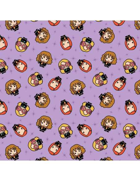 Tissu coton - Harry Potter kawaii girl lilas