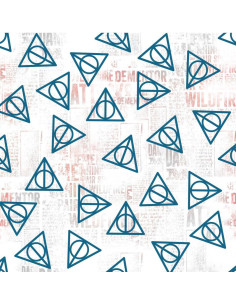 Tissu coton - Harry Potter les reliques de la mort blanc et bleu