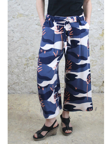 Tissu crêpe de viscose Solis bleu - Églantine & Zoé