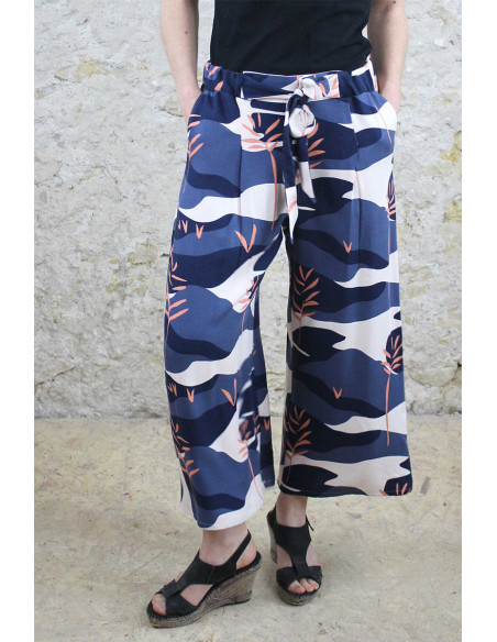 Tissu crêpe de viscose Solis bleu - Églantine & Zoé