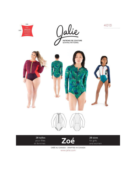 Patron de maillot zippé à manches longues Zoé - Jalie 4013