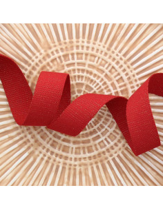 Sangle polyester lurex aspect coton - Rouge et or