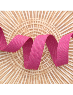 Sangle polyester lurex aspect coton - Fuchsia et or