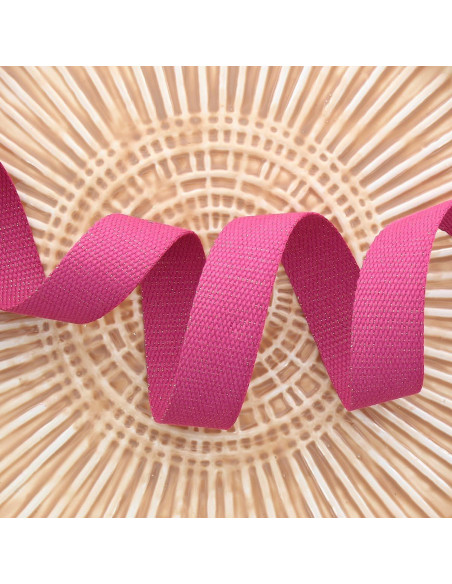 Sangle polyester lurex aspect coton - Fuchsia et or