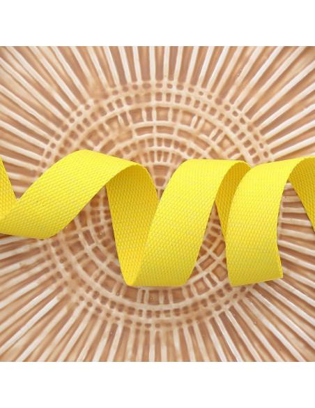 Sangle polyester lurex aspect coton - Jaune et argent