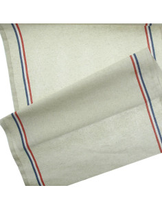 Tissu torchon coton et lin - Bleu et rouge