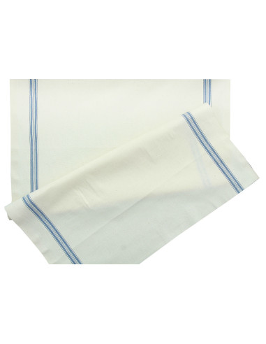 Tissu torchon coton - Beige et bleu