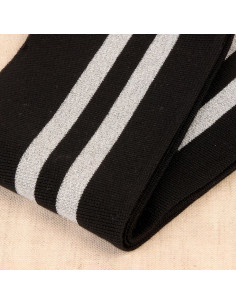 Bord-côte poignets et taille - Noir rayures argent
