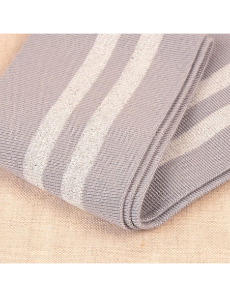 Bord-côte poignets et taille - Gris rayures argent