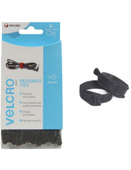 VELCRO® ONE-WRAP® Colliers serre câbles 12mm x 20cm x 6 noir