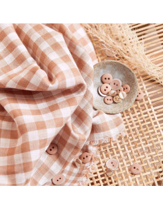 Tissu double gaze vichy Off-White Maple - Atelier Brunette 2