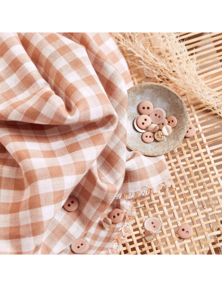 Tissu double gaze vichy Off-White Maple - Atelier Brunette