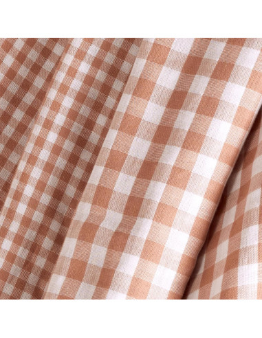 Tissu double gaze vichy Off-White Maple - Atelier Brunette