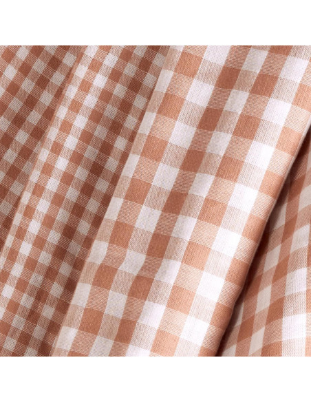 Tissu double gaze vichy Off-White Maple - Atelier Brunette