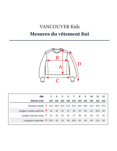 Patron de sweatshirt court Vancouver kids - Ikatee