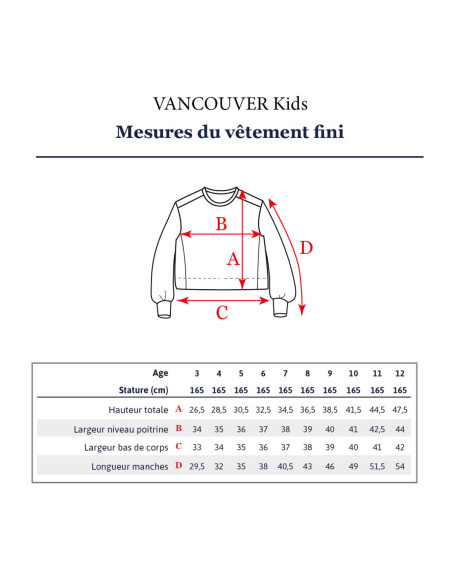 Patron de sweatshirt court Vancouver kids - Ikatee