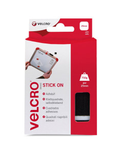 VELCRO® Brand Carrés auto agrippants adhésifs 25mm x 24 noir