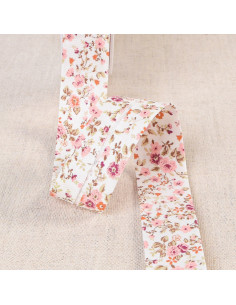 Biais fleurs BIO - Rose clair